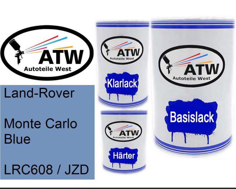 Land-Rover, Monte Carlo Blue, LRC608 / JZD: 500ml Lackdose + 500ml Klarlack + 250ml Härter - Set, von ATW Autoteile West.